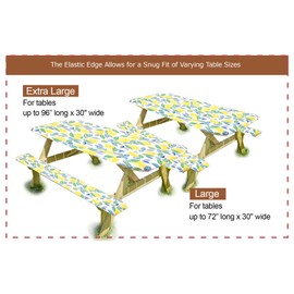 LAMINET Deluxe Picnic Table Covers -Contemporary Lemon Small