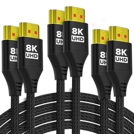 KELink 10K 8K 4K HDMI Cable 1FT 3-Pack, Ultra High Speed HDMI Braided Cord, Supports 4K/120Hz, 8K/60Hz, 48Gbps DTS:X, HDCP 2.2 & 2.3, HDR 10, HDMI 2.1 Cable