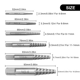 SRJQXH Set of 6 Screw Remover, Left Extractor Set, Professional, Screw Extractor Can Be Used to Remove Damaged Screws and Nuts