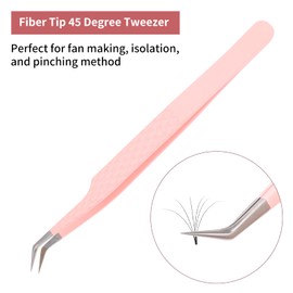 Professional Lash Extension Tweezers - Curved Fiber Tip Eyelash Tweezers for Volume Fans