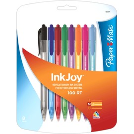 Paper Mate InkJoy 100 RT Retractable Medium Point Advanced Ink Pens, 8 Fashion Coloured Ink Pens (1818459)
