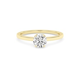 1/2 Carat (ctw) Solitaire Style Engagement Rings For Women, Round Lab Created Moissanite Promise Ring For Her 14k Yellow Gold Over Sterling Silver | VVS1 Quality (0.50 Ctw) Ring Size-4.5