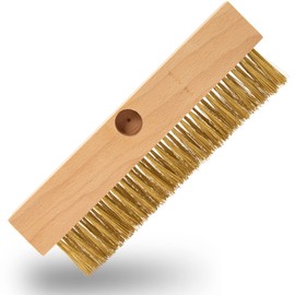 ECENCE Wire Brush with Brass Bristles Wavy Pizza Oven Brush