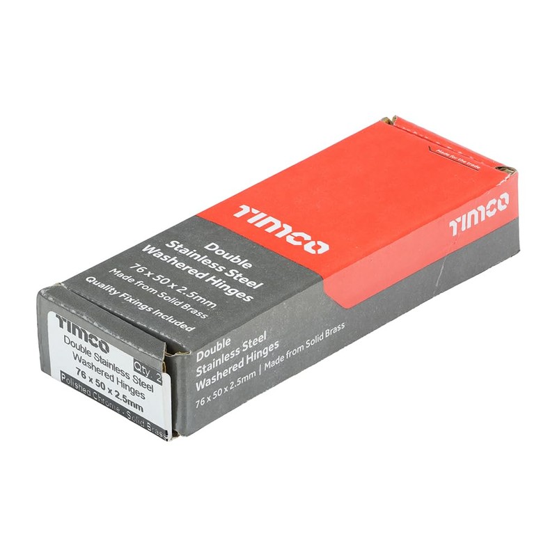 Timco - Double Stainless Steel Washered Hinges - Solid Brass