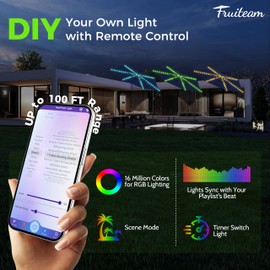 FRUITEAM Solar Colorful LED Lights Offset Patio Umbrella, 10 FT Heavy Duty Cantilever Outdoor Umbrella with 200+ Light Modes, All-Weather UV Protection Sun Shade for Poolside, Garden, Backyard (Navy)