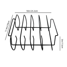 COPOTTEY Rib Rack for Smoking, Non-Stick Rib Rack, Porcelain-Coated Steel Construction, Black Rib Rack Holds 4 Ribs, Perfect for Grilling, Smokers, and Ovens