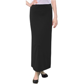 Baby'O Women's Basic Modest 37" Ankle Length Stretch Knit Straight Skirt (Black - 16)