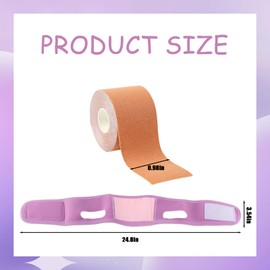 AYNKG 1 PCS Double Chin Lift Mask (Pink), 3 PCS Facial Lift Tape, 2.5cm x 5m Tape Facial Wrinkles,Anti-Wrinkle Patch,Angry Wrinkle Patch,Firming and Tightening Skin Patchs (Light Skin/Sky Blue/Orange)