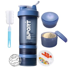650ML/22OZ Botella para Proteina de Coctelera, JASUVII Protein Shaker con Caja medicamentos y almacenamiento para proteína en polvo, lavable Vasos mez