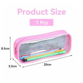 strrng Clear Plastic Pencil Case,Pink Clear Pencil Case,Used for School Supplies,Bills,Cosmetics,Stationery
