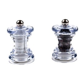 Items 4U! Salt And Pepper Mills, Clear Acrylic, Ceramic Grinders, Set of 2