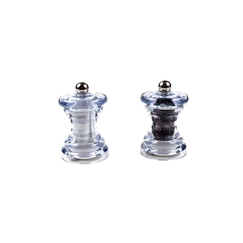 Items 4U! Salt And Pepper Mills, Clear Acrylic, Ceramic Grinders,