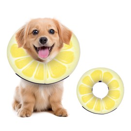 AirOutelle Adjustable Inflatable Dog Cat Cone Collar for Surgery Recovery, Soft Cone for Dogs & Cats, Portable & Washable Dog Donut Collar, Small Cat Cone E Collar (Yellow XS)