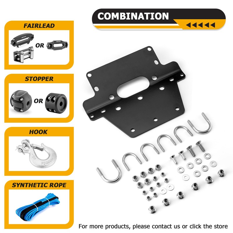 WeiSen Winch Mounting Bracket Plate Heavy-Duty Steel Compatible with Honda