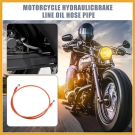Partuto 120cm 47.24" Length 10mm ID Motorcycle Hydraulic Brake Line Oil Hose Pipe 28° 0° Stainless Steel Braided Cable for ATV Motocross Sport Bikes Orange Replacement
