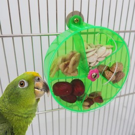 Paxikaka Parrot Snack Feeder Rotary Fruit Tray for Birds Parrot Parakeet Cockatiel Conure Cockatoo Budgie