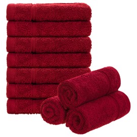 Brandsseller Set of 10 Guest Towels 30 x 50 cm Guest Towels Terry Towel with Hanger Cotton 450 g/m² Bathroom Household - Red