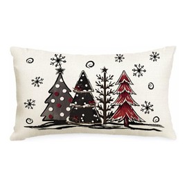 RABUSOFA Christmas Pillow Covers 12x20 Inch,Outdoor Christmas Tree Decorations Pillows Decorative Throw Pillow Cases Winter Xmas Lumbar Cushion Covers for Home Decor Couch Holiday(2-12)
