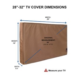 iBirdie Outdoor Waterproof and Weatherproof TV Cover for 28 to 32 inch Outside Flat Screen TV, Brown 600D Thick Fabric TV Screen Protector