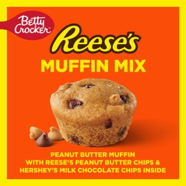 Betty Crocker REESE'S Peanut Butter Muffin Mix, Baking Mix Made with REESE'S Peanut Butter Chips and HERSHEY'S Milk Chocolate Chips, 12.8 oz