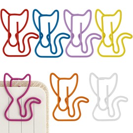 SHIDOW Cat Shaped Paper Clips 70 Count Colorful Metal Animal Clips for Office Supplies, Bookmarks, Planner Accessories, and Gifts
