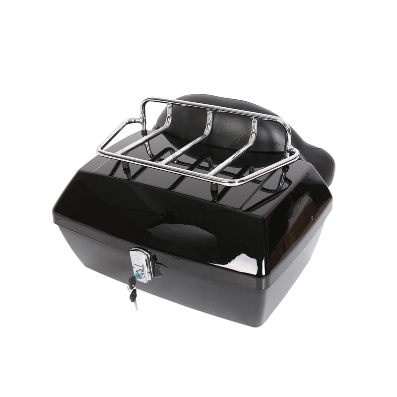EGO Bike Black Motorcycle Luggage Trunk Compatible with Harley Honda