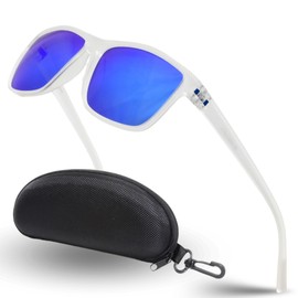 SOMOC Polarised Sunglasses Men/Women Sunglasses Unisex Retro Classic Vintage Polarised Glasses UV400 Protection Classic Sunglasses Square for Driving SP-9390, White