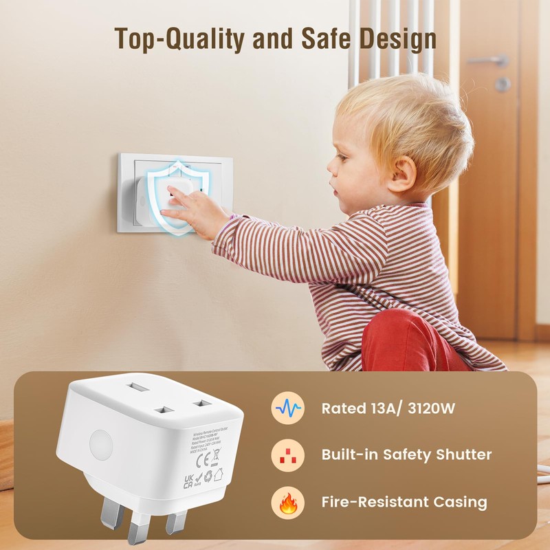 SURAIELEC Remote Control Plug Socket UK, 100Ft Wireless Light Switch,