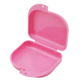 Retainer Case Portable Denture Box Teeth Mouth Tray for Slim Orthodontic Case for Mouth Guard, Braces,Dental Tray,Sports Dental Appliances,Bleaching Trays (Pink)
