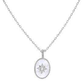 Dainty Silver North Star Necklace 16 Inch | Mother of Pearl Gold Brass Polaris Charm Necklace | Minimal Simple Everyday Necklace