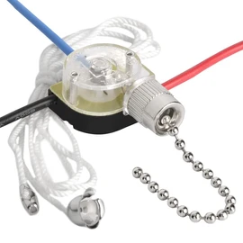 DAYONE Ceiling Fan Pull Switch Zing Ear ZE-110 3 Wire 3 Way 2 Circuit 4 Position Fan Speed Pull Chain Light Switch Replacement with Pulling String, Nickel