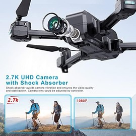 LETCREN Drones with 2.7K camera for adult X103W Foldable Drone FPV Live Video, Adults Beginners, Long flight time, Easy control, Altitude Hold, Route Mode