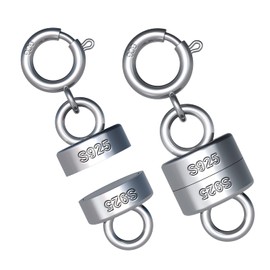 2pcs 925 Sterling Silver Magnetic Necklace Clasps and Closures, Bracelet Clasp Converter Jewelry Clasps and Closures for Jewelry Making Supplies ( Silver)