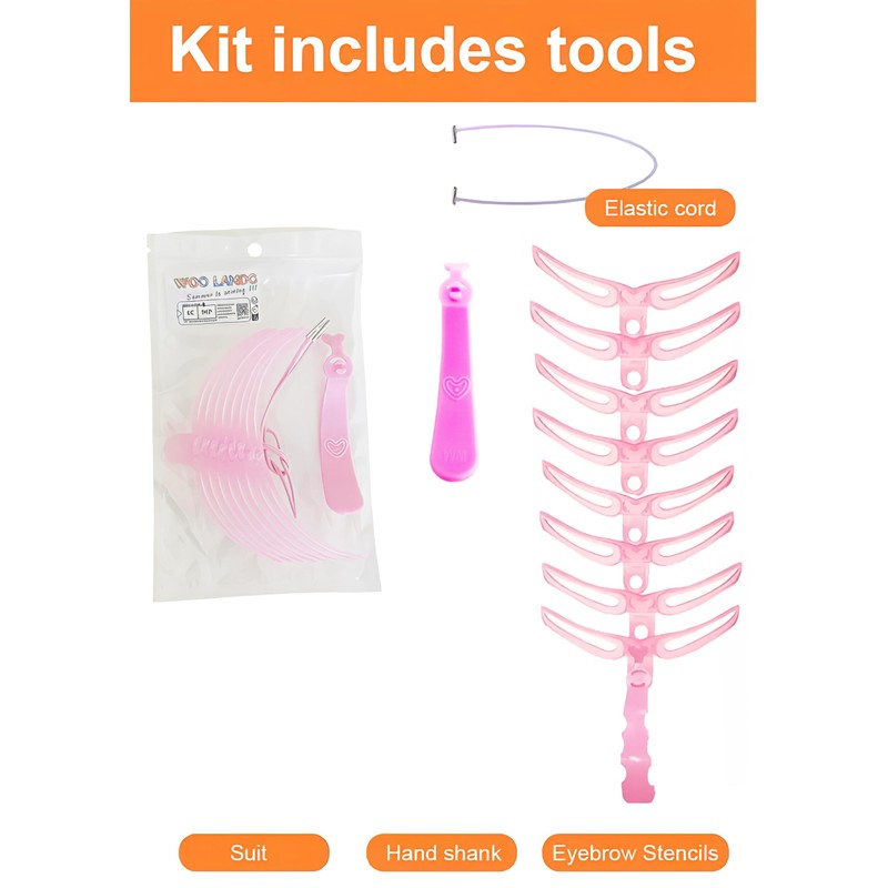 Eyebrow Stencils Set 8 Pieces with Holder & Elastic Band