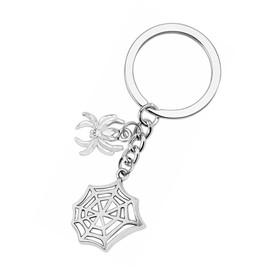 Spider And Cobweb Silver Keyring Keychain