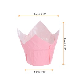 HARFINGTON 50pcs Tulip Cupcake Liners Greaseproof Baking Cups Paper Cupcake Wrappers Holders for Parties Weddings Birthdays, Pink