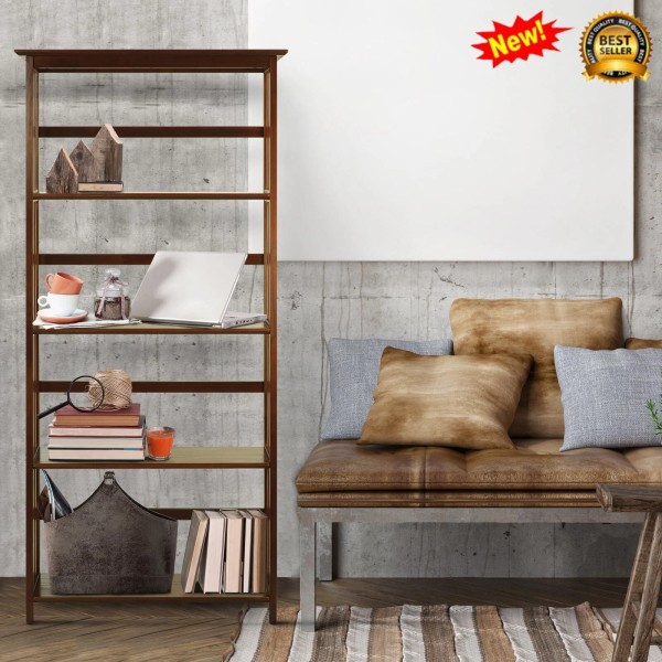 Unbranded Bookcase 5 Shelf Durable Easy Assemble Clean Solid Wood
