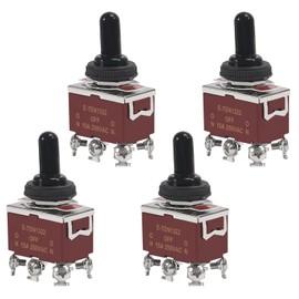 ACEIRMC 4Pcs Momentary Toggle Switch 12V DC 30A DPDT (ON)-Off-(ON) 6 Pin 3 Position Heavy Duty Automotive Toggle Switch with Waterproof Boot Cover Cap for Marine Boat Auto Air Train