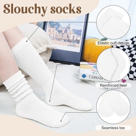 Justay 5 Pairs Slouchy Socks for Women - Scrunch Slouch Long Crew Knit Boot Athletic Calf Tube