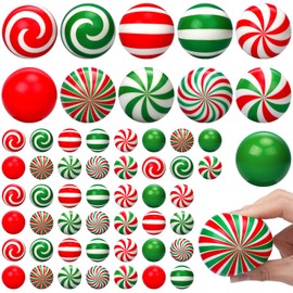 Liliful 55 Pcs Christmas Stress Balls 2.48 Inch Bulk Candy Cane Stress Ball Peppermint Swirl Toys Foam Pu Holiday Stress Relief Toys for Party Favors Stocking Stuffers Gifts Goodie Bag Fillers