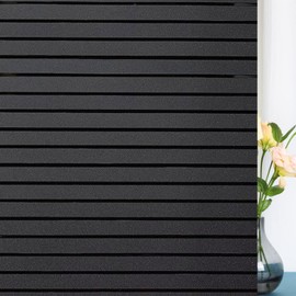 100% Blackout Window Film No Glue Room Darkening Static Cling Strips Frosted Sliding Glass Door Film Window Covering Stickers Tints for Home Office,17.5 inches by 78.7 inches