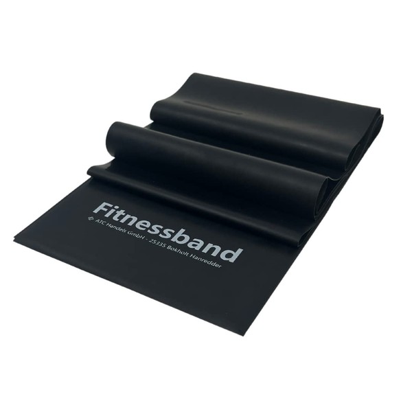 ATC Handels GmbH Fitness Band 1.5 m, 2.5 m, 5.5 m and 25 m x 15.5 cm in 6 Different Thicknesses, Resistance Band, Exercise Band, Sports Band, Strength Training and Yoga, 5.5 m, Extra Heavy Black