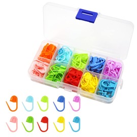 120 Pcs Locking Stitch Markers, BetterJonny Knitting Crochet Counter Stitch Needle Clip Multi-Colored with Compartment Box