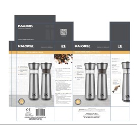 Kalorik Easygrind Electric Gravity Salt and Pepper Grinder Adjustable in Stainless Steel