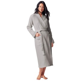Coyuchi Unisex Organic Waffle Robe, Fog (S/M)