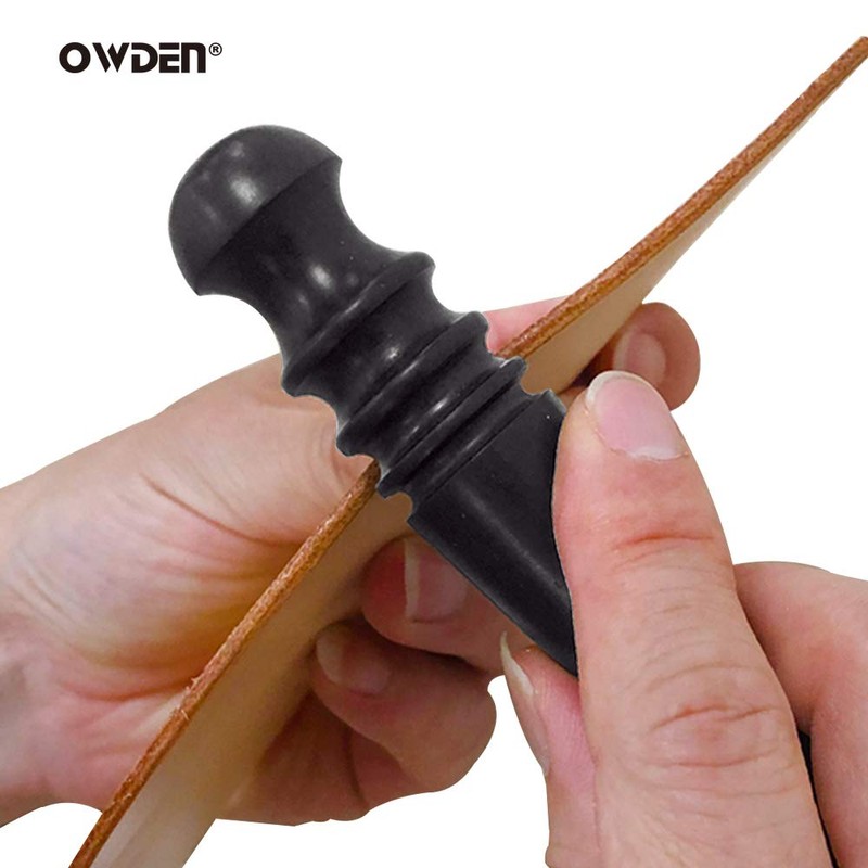 OWDEN Professional 2Pcs.Leather Edge Burnisher Ebony Wood Edge Slicker Leather