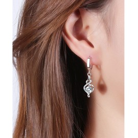 Drop Earrings for Women Girl, Silver Dangle Earrings with Sparkling Cubic Zirconia │Love Heart Hypoallergenic Dangly Earring for Sensitive Ears│Jewellery Gift for Birthday Anniversary