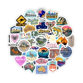 Australia Stickers for Water Bottle and Laptop - Australia Party Favors & Decorations, Waterproof Vinyl Decals, Australian Flag and Culture Stickers