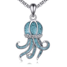 ONEFINITY Octopus Necklace 925 Sterling Silver Turquoise Octopus Pendant Ocean Jewellery Gifts for Women Men