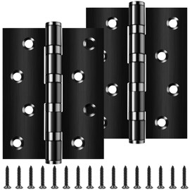 Heavy Duty Door Hinges Black 4 Inch (100mm), Bolatus Heavy Duty Ball Bearing Hinges Stainless Steel Door Hinge for Wooden Doors(1Pairs)